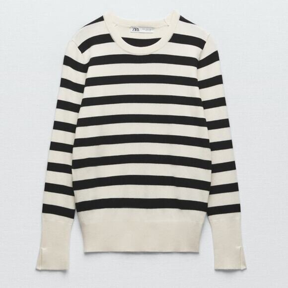 Zara black and white striped sweater - large - Picture 2 of 4
